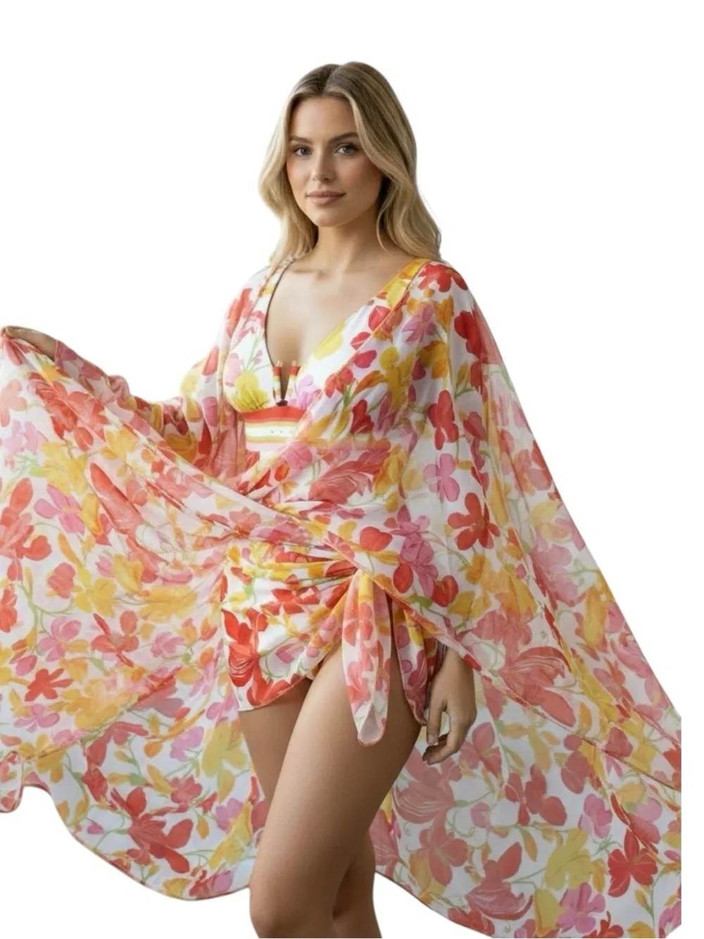 LISE CHARMEL Envolée Florale Luxury Swimsuit & Matching Pareo Set Size M Resort